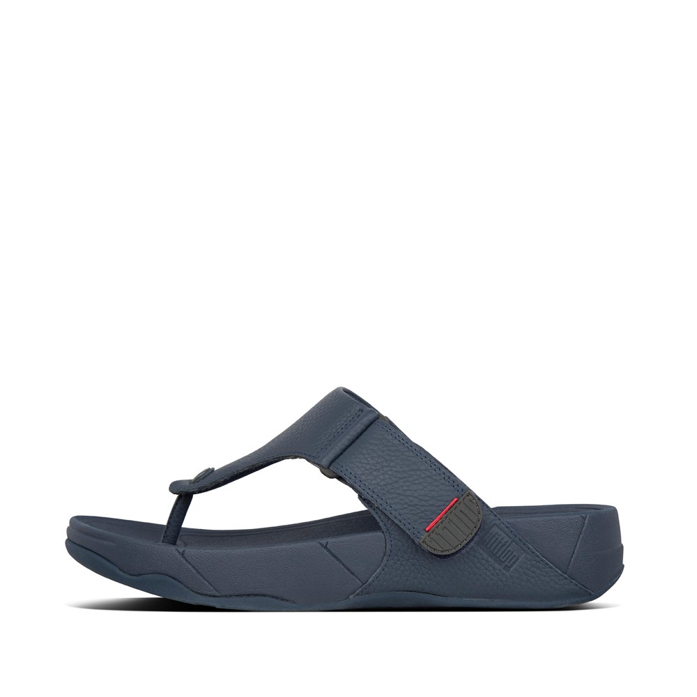 Fitflop Mens Sandals - Trakk Ii Leather Toe-post - Navy - 650-FEZBTA